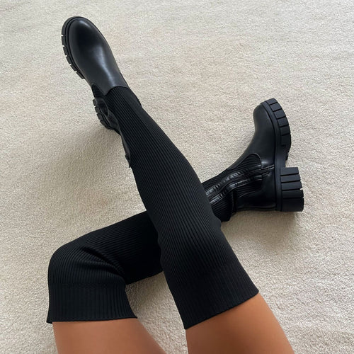 ThighBoots - Oberschenkelhohe Stiefel aus Stretch-Strick